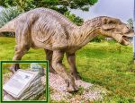 Rock Sign and Animatronic Iguanodon