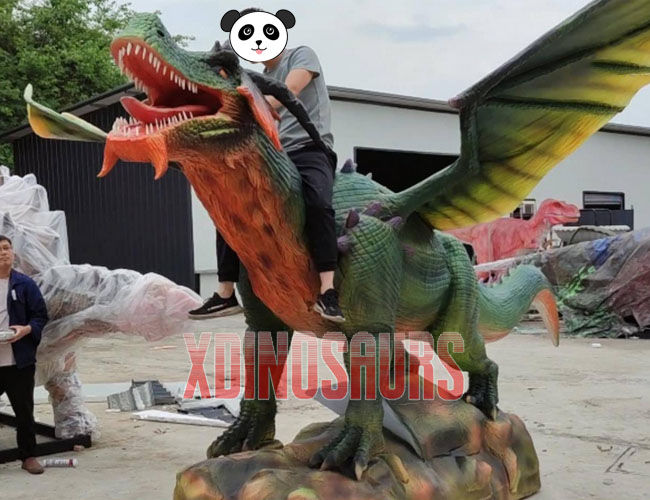 Green Dragon Model with a Rider